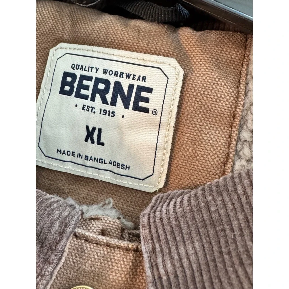 Berne‎ Mens Vintage Heritage Duck Barn Coat Sherpa Lined Work Jacket Brown XL